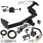 Trailer Hitch Tow Package w/ 7-Way RV Wiring For 20-22 Hyundai Palisade KIA Telluride w/ 2" Drop Mount 2" Ball Class 3 2" Receiver All Models 