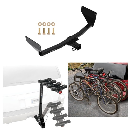 Trailer Hitch w/ 4 Bike Rack For 21-23 Toyota Venza Approved for Recreational & Offroad Use Carrier for Adult Woman or Child Bicycles Foldable