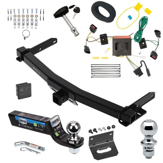 Ultimate Class 4 7.5K Tow Package For 11-13 Dodge Durango Trailer Hitch w/ Wiring 2" Drop Mount Dual 2" and 1-7/8" Ball Lock Bracket Cover 2" Receiver 