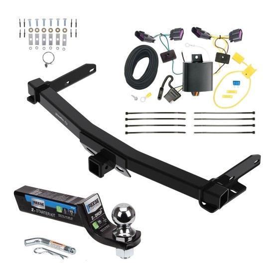 Class 4 7.5K Tow Package For 14-24 Dodge Durango Trailer Hitch w/ Wiring 2" Drop Mount 2" Ball 2" Receiver 