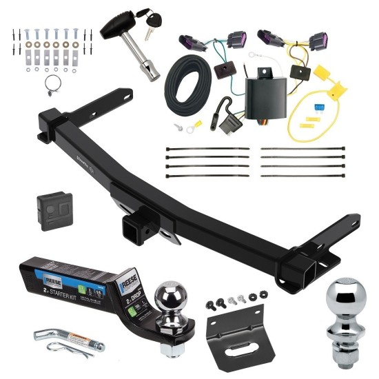 Ultimate Class 4 7.5K Tow Package For 14-23 Dodge Durango Trailer Hitch w/ Wiring 2" Drop Mount Dual 2" and 1-7/8" Ball Lock Bracket Cover 2" Receiver