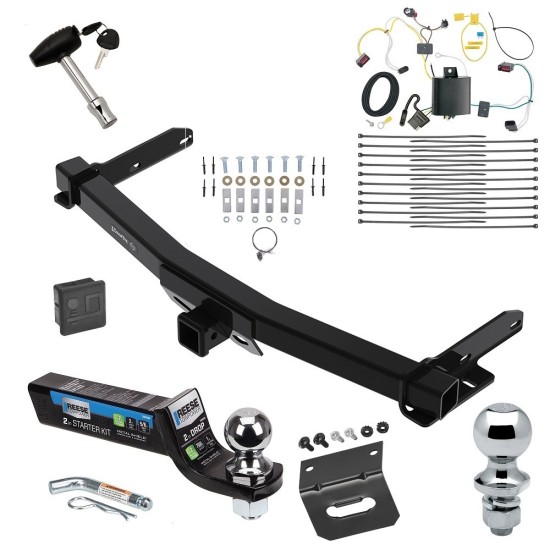 Ultimate Tow Package For 14-21 Jeep Grand Cherokee 2022 WK Old Body Style Trailer Hitch w/ Wiring 2" Drop Mount Dual 2" and 1-7/8" Ball Lock Bracket Cover 2" Receiver