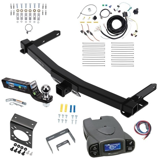 Class 4 7.5K Trailer Hitch Tow Package Prodigy P3 Brake Control For 14-23 Dodge Durango w/ 7-Way RV Wiring 2" Drop Mount 2" Ball 2" Receiver Draw-Tite Tekonsha