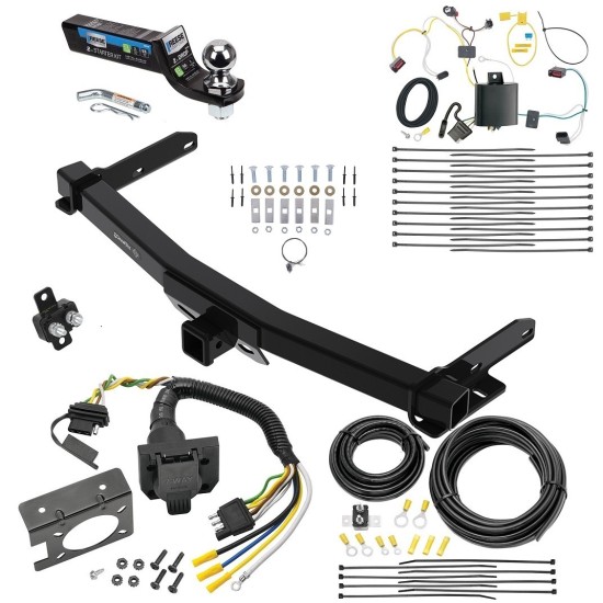 Trailer Hitch Tow Package w/ 7-Way RV Wiring For 14-21 Jeep Grand Cherokee 2022 WK Old Body Style w/ 2" Drop Mount 2" Ball Class 4 2" Receiver