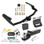 For 2014-2019 Toyota Highlander Trailer Hitch Tow PKG w/ 4-Flat Wiring + Starter Kit Ball Mount w/ 2" Drop & 2" Ball + Wiring Bracket + Hitch Cover By Draw-Tite