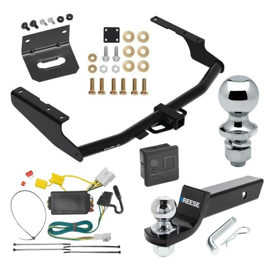 For 2014-2019 Toyota Highlander Trailer Hitch Tow PKG w/ 4-Flat Wiring + Starter Kit Ball Mount w/ 2" Drop & 2" Ball + 1-7/8" Ball + Wiring Bracket + Hitch Cover By Draw-Tite