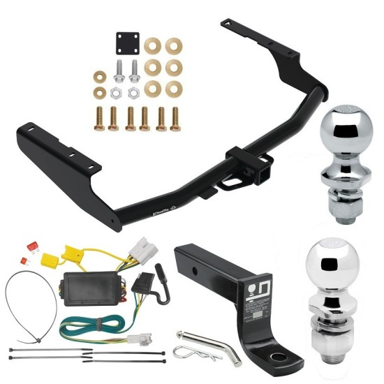 For 2014-2019 Toyota Highlander Trailer Hitch Tow PKG w/ 4-Flat Wiring + Ball Mount w/ 4" Drop + 2" Ball + 1-7/8" Ball By Draw-Tite