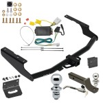 Ultimate Tow Package For 14-19 Toyota Highlander Except XSE Trailer Hitch w/ Wiring 2" Drop Mount Dual 2" and 1-7/8" Ball Lock Bracket Cover 2" Receiver