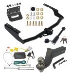 For 2014-2019 Toyota Highlander Trailer Hitch Tow PKG w/ 4-Flat Wiring + Interlock Tactical Starter Kit w/ 3-1/4" Drop & 2" Ball + Tactical Dogbone Lock + Wiring Bracket By Draw-Tite