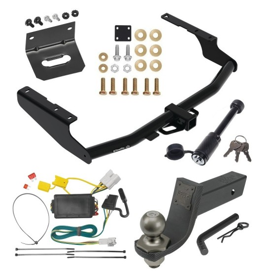 For 2014-2019 Toyota Highlander Trailer Hitch Tow PKG w/ 4-Flat Wiring + Interlock Tactical Starter Kit w/ 3-1/4" Drop & 2" Ball + Tactical Dogbone Lock + Wiring Bracket By Draw-Tite