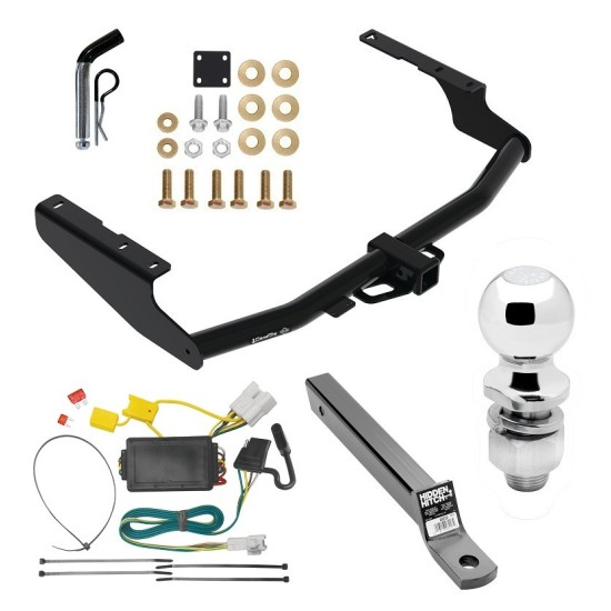 For 2014-2019 Toyota Highlander Trailer Hitch Tow PKG w/ 4-Flat Wiring + Extended 16" Long Ball Mount w/ 2" Drop + Pin/Clip + 2" Ball By Draw-Tite