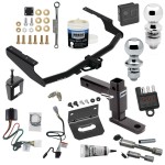 For 2020-2023 Toyota Highlander Trailer Hitch Tow PKG w/ 4-Flat Wiring + Adjustable Drop Rise Ball Mount + 2" Ball + 1-7/8" Ball + Wiring Bracket + Hitch Cover + Dual Hitch & Coupler Locks + Wiring Tester + Ball Lube + Electric Grease + Ball