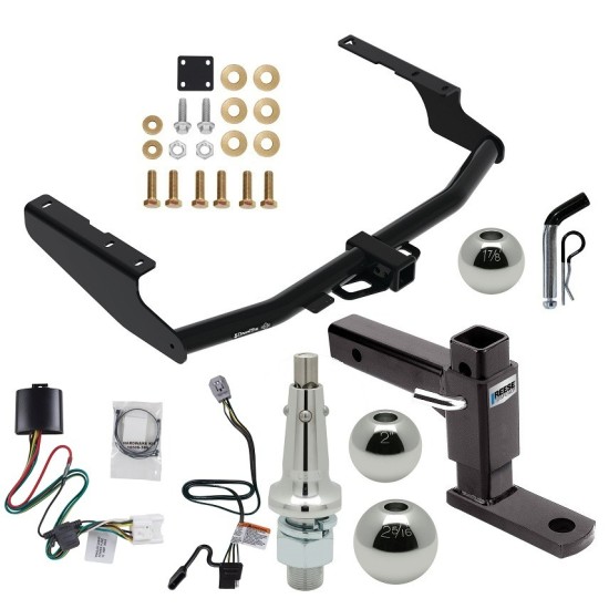 For 2020-2023 Toyota Highlander Trailer Hitch Tow PKG w/ 4-Flat Wiring + Adjustable Drop Rise Ball Mount + Pin/Clip + Inerchangeable 1-7/8" & 2" & 2-5/16" Balls (Excludes: w/Twin-Tip Exhaust Models) By Draw-Tite