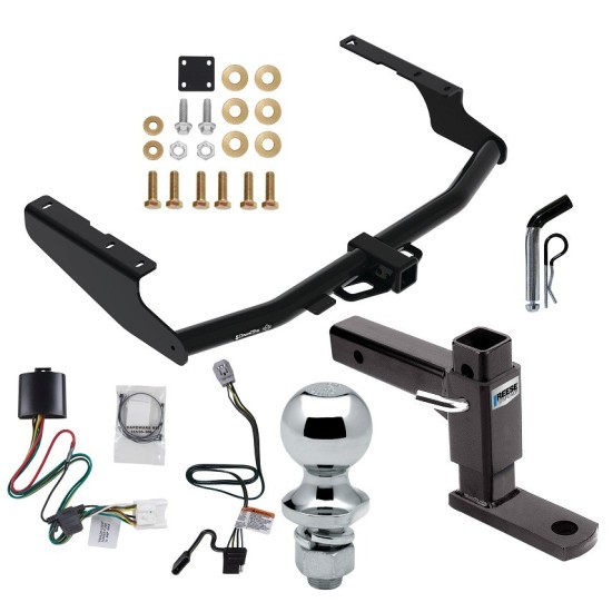 For 2020-2023 Toyota Highlander Trailer Hitch Tow PKG w/ 4-Flat Wiring + Adjustable Drop Rise Ball Mount + Pin/Clip + 1-7/8" Ball (Excludes: w/Twin-Tip Exhaust Models) By Draw-Tite