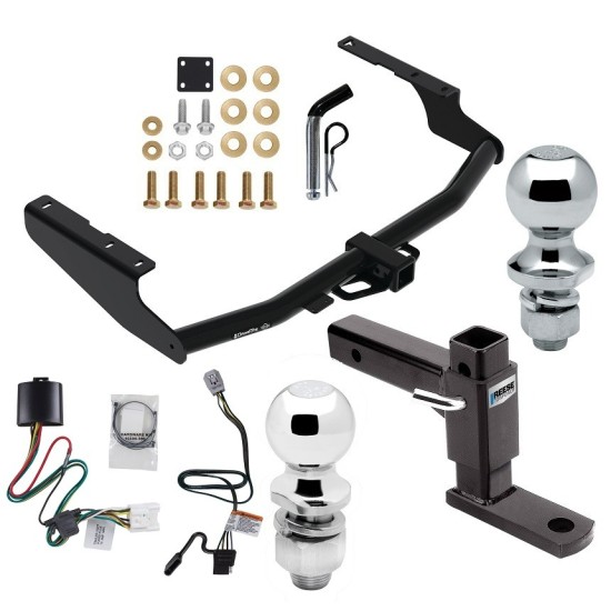 For 2020-2023 Toyota Highlander Trailer Hitch Tow PKG w/ 4-Flat Wiring + Adjustable Drop Rise Ball Mount + Pin/Clip + 2" Ball + 1-7/8" Ball (Excludes: w/Twin-Tip Exhaust Models) By Draw-Tite