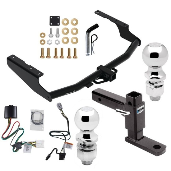 For 2020-2023 Toyota Highlander Trailer Hitch Tow PKG w/ 4-Flat Wiring + Adjustable Drop Rise Ball Mount + Pin/Clip + 2" Ball + 2-5/16" Ball (Excludes: w/Twin-Tip Exhaust Models) By Draw-Tite