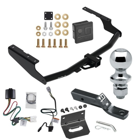 For 2020-2023 Toyota Highlander Trailer Hitch Tow PKG w/ 4-Flat Wiring + Ball Mount w/ 2" Drop + 1-7/8" Ball + Wiring Bracket + Hitch Cover (Excludes: w/Twin-Tip Exhaust Models) By Draw-Tite