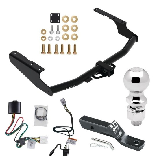 For 2020-2023 Toyota Highlander Trailer Hitch Tow PKG w/ 4-Flat Wiring + Ball Mount w/ 2" Drop + 2-5/16" Ball (Excludes: w/Twin-Tip Exhaust Models) By Draw-Tite