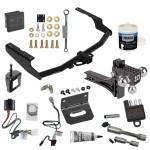 For 2020-2023 Toyota Highlander Trailer Hitch Tow PKG w/ 4-Flat Wiring + Adjustable Drop Rise Triple Ball Ball Mount 1-7/8" & 2" & 2-5/16" Trailer Balls + Wiring Bracket + Hitch Cover + Dual Hitch & Coupler Locks + Wiring Tester