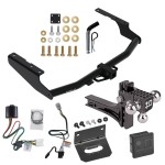 For 2020-2023 Toyota Highlander Trailer Hitch Tow PKG w/ 4-Flat Wiring + Adjustable Drop Rise Triple Ball Ball Mount 1-7/8" & 2" & 2-5/16" Trailer Balls + Pin/Clip + Wiring Bracket + Hitch Cover (Excludes: w/Twin-Tip Exhaust Models)