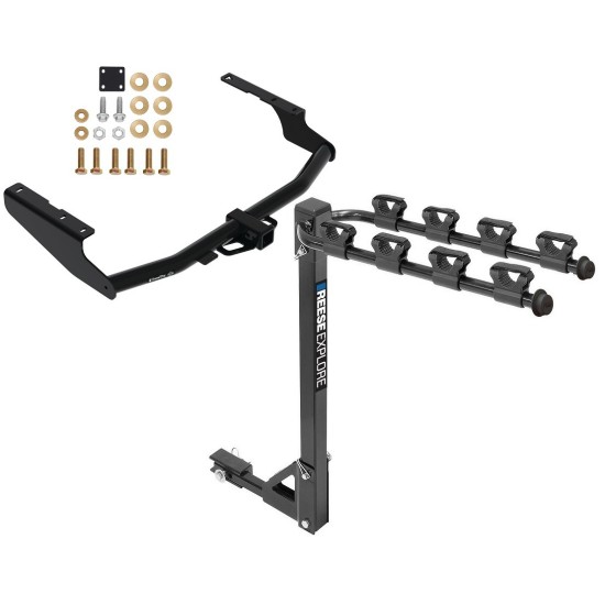 Trailer Tow Hitch For 18-21 Lexus Rx350L 14-23 Toyota Highlander Except XSE Tilt Away Adult or Child Arms Fold Down 4 Bike Carrier