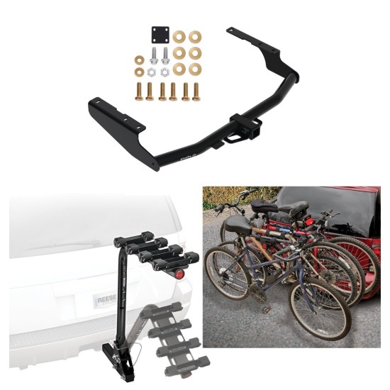 Trailer Hitch w/ 4 Bike Rack For 18-21 Lexus Rx350L 14-23 Toyota Highlander Except XSE Approved for Recreational & Offroad Use Carrier for Adult Woman or Child Bicycles Foldable