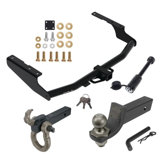 For 2014-2019 Toyota Highlander Except XSE Trailer Hitch Tow PKG + Interlock Tactical Starter Kit w/ 2" Drop & 2" Ball + Tactical Hook & Shackle Mount + Tactical Dogbone Lock By Draw-Tite