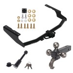 For 2018-2021 Lexus RX350L Trailer Hitch Tow PKG + Tactical Triple Ball Ball Mount 1-7/8" & 2" & 2-5/16" Balls & Tow Hook + Tactical Dogbone Lock By Draw-Tite