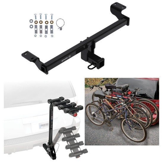 Trailer Hitch w/ 4 Bike Rack For 20-23 Ford Escape 21-23 Lincoln Corsair Except Plug-In-Hybrid Approved for Recreational & Offroad Use Carrier for Adult Woman or Child Bicycles Foldable