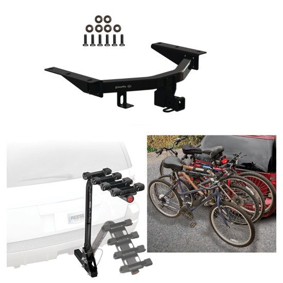 Trailer Hitch w/ 4 Bike Rack For 22-24 Acura MDX 23-24 Honda Pilot Approved for Recreational & Offroad Use Carrier for Adult Woman or Child Bicycles Foldable