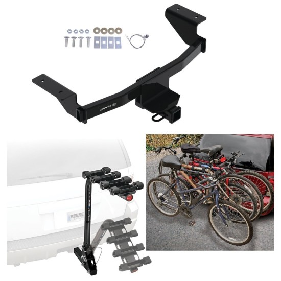 Trailer Hitch w/ 4 Bike Rack For 21-23 Ford Mustang Mach-E Class Approved for Recreational & Offroad Use Carrier for Adult Woman or Child Bicycles Foldable