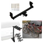 Trailer Hitch w/ 4 Bike Rack For 22-24 Mitsubishi Eclipse Cross Approved for Recreational & Offroad Use Carrier for Adult Woman or Child Bicycles Foldable