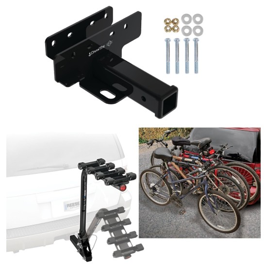 Trailer Hitch w/ 4 Bike Rack For 21-24 Ford Bronco Approved for Recreational & Offroad Use Carrier for Adult Woman or Child Bicycles Foldable