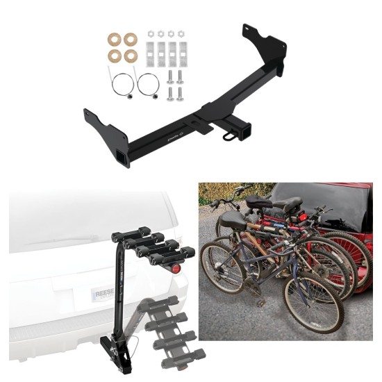 Trailer Hitch w/ 4 Bike Rack For 18-24 VW Volkswagen Tiguan Approved for Recreational & Offroad Use Carrier for Adult Woman or Child Bicycles Foldable