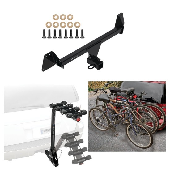 Trailer Hitch w/ 4 Bike Rack For 22-23 Toyota Corolla Cross Approved for Recreational & Offroad Use Carrier for Adult Woman or Child Bicycles Foldable