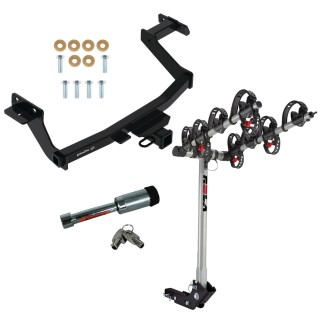 For 2022-2024 Hyundai Santa Cruz Trailer Hitch Tow PKG w/ 4 Bike Carrier Rack + Hitch Lock By Draw-Tite