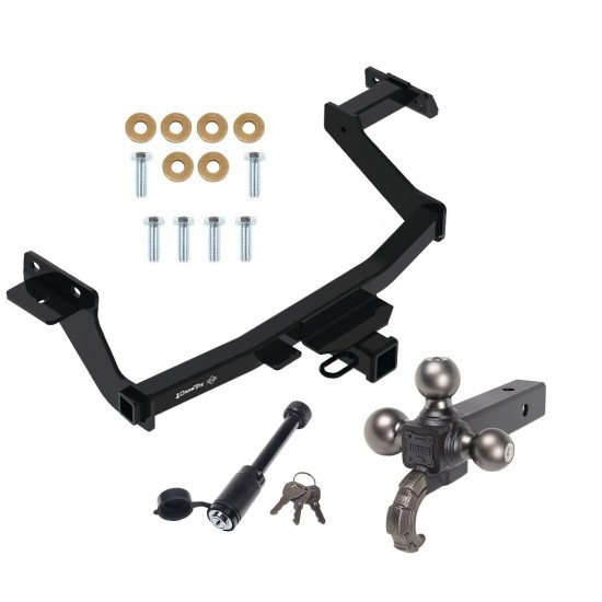 For 2022-2024 Hyundai Santa Cruz Trailer Hitch Tow PKG w/ 4-Flat Wiring + Triple Ball Tactical Ball Mount 1-7/8" & 2" & 2-5/16" Balls w/ Tow Hook + Tactical Dogbone Lock + Wiring Bracket By Draw-Tite