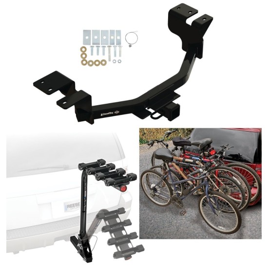 Trailer Hitch w/ 4 Bike Rack For 22-23 Ford Maverick All Styles Approved for Recreational & Offroad Use Carrier for Adult Woman or Child Bicycles Foldable
