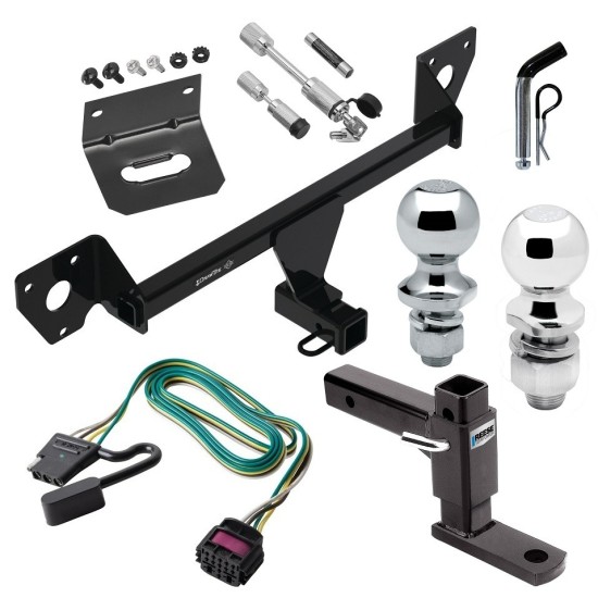 For 2020-2023 Buick Encore GX Trailer Hitch Tow PKG w/ 4-Flat Wiring Harness + Adjustable Drop Rise Ball Mount + Pin/Clip + 2" Ball + 1-7/8" Ball + Dual Hitch & Coupler Locks (For Essence w/Active Towplug Models) By Draw-Tite