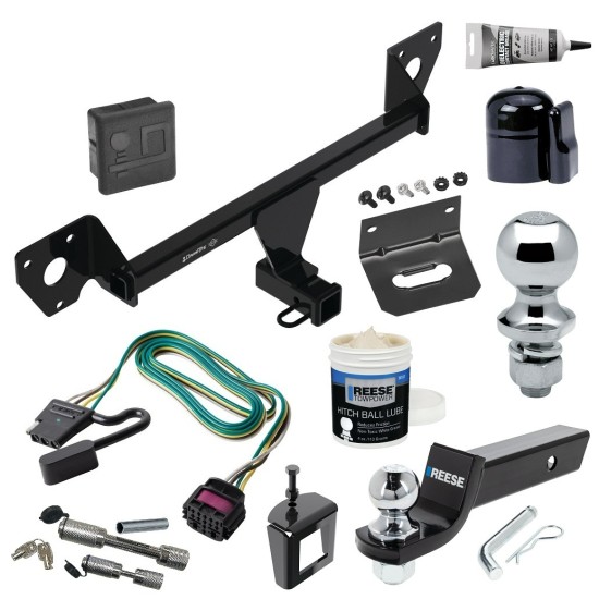 For 2020-2023 Buick Encore GX Trailer Hitch Tow PKG w/ 4-Flat Wiring + Starter Kit Ball Mount w/ 2" Drop & 2" Ball + 1-7/8" Ball + Wiring Bracket + Dual Hitch & Coupler Locks + Hitch Cover + Wiring Tester + Ball Lube +Electric Greas