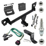 For 2020-2023 Buick Encore GX Trailer Hitch Tow PKG w/ 4-Flat Wiring + Ball Mount w/ 4" Drop + Interchangeable Ball 1-7/8" & 2" & 2-5/16" + Wiring Bracket + Dual Hitch & Coupler Locks + Hitch Cover (For Essence w/Active Tow