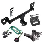 For 2020-2023 Buick Encore GX Trailer Hitch Tow PKG w/ 4-Flat Wiring Harness + Adjustable Drop Rise Triple Ball Ball Mount 1-7/8" & 2" & 2-5/16" Trailer Balls + Pin/Clip + Wiring Bracket (For Essence w/Active Towplug Models) By Draw