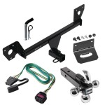 For 2020-2023 Buick Encore GX Trailer Hitch Tow PKG w/ 4-Flat Wiring Harness + Triple Ball Ball Mount 1-7/8" & 2" & 2-5/16" Trailer Balls w/ Tow Hook + Pin/Clip + Wiring Bracket (For Essence w/Active Towplug Models) By Draw-Tite