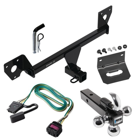 For 2020-2023 Buick Encore GX Trailer Hitch Tow PKG w/ 4-Flat Wiring Harness + Triple Ball Ball Mount 1-7/8" & 2" & 2-5/16" Trailer Balls w/ Tow Hook + Pin/Clip + Wiring Bracket (For Essence w/Active Towplug Models) By Draw-Tite