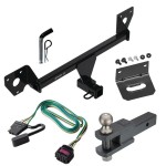 For 2020-2023 Buick Encore GX Trailer Hitch Tow PKG w/ 4-Flat Wiring Harness + Clevis Hitch Ball Mount w/ 2" Ball + Pin/Clip + Wiring Bracket (For Essence w/Active Towplug Models) By Draw-Tite