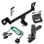 For 2020-2023 Buick Encore GX Trailer Hitch Tow PKG w/ 4-Flat Wiring Harness + Adjustable Drop Rise Clevis Hitch Ball Mount w/ 2" Ball + Pin/Clip + Wiring Bracket (For Essence w/Active Towplug Models) By Draw-Tite