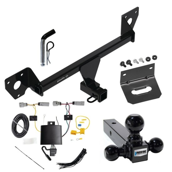 For 2021-2023 Chevrolet Trailblazer Trailer Hitch Tow PKG w/ 4-Flat Wiring Harness + Triple Ball Ball Mount 1-7/8" & 2" & 2-5/16" Trailer Balls + Pin/Clip + Wiring Bracket (Excludes: w/LED Taillights Models) By Draw-Tite