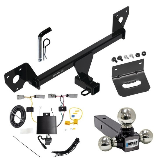 For 2021-2023 Chevrolet Trailblazer Trailer Hitch Tow PKG w/ 4-Flat Wiring Harness + Triple Ball Ball Mount 1-7/8" & 2" & 2-5/16" Trailer Balls + Pin/Clip + Wiring Bracket (Excludes: w/LED Taillights Models) By Draw-Tite