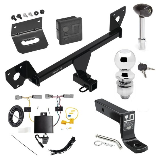 For 2021-2023 Chevrolet Trailblazer Trailer Hitch Tow PKG w/ 4-Flat Wiring + Ball Mount w/ 4" Drop + 2" Ball + Wiring Bracket + Hitch Lock + Hitch Cover (Excludes: w/LED Taillights Models) By Draw-Tite