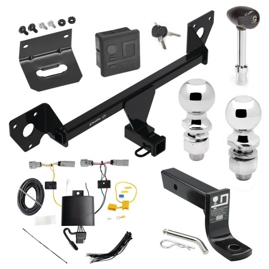 For 2021-2023 Chevrolet Trailblazer Trailer Hitch Tow PKG w/ 4-Flat Wiring + Ball Mount w/ 4" Drop + 2" Ball + 2-5/16" Ball + Wiring Bracket + Hitch Lock + Hitch Cover (Excludes: w/LED Taillights Models) By Draw-Tite